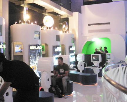 A section of game consoles in the store