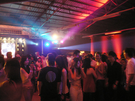 Inside the hangar as party winded down