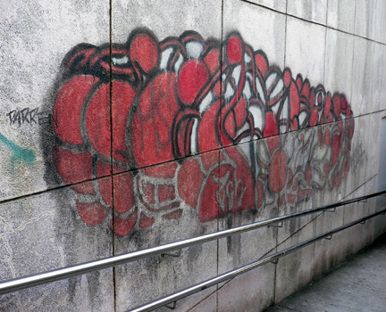 Graffiti near an underpass by the reservoir
